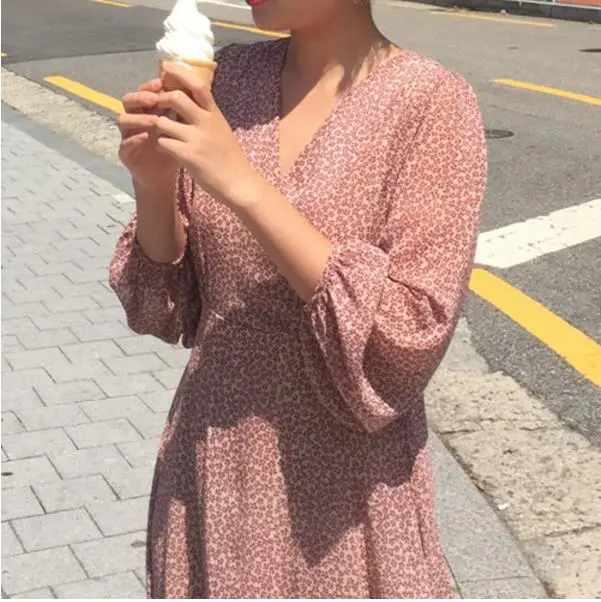 Женское шифоновое платье с запахом длинное сарафан v образным вырезом и длинным