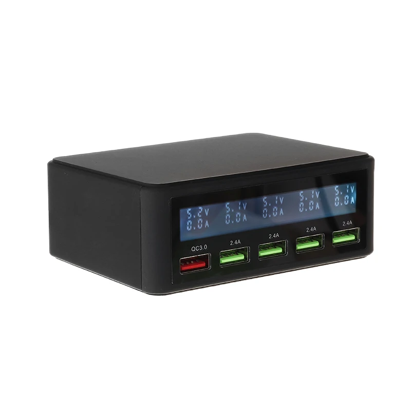 5 портов USB зарядное устройство светодиодный цифровой дисплей Быстрая зарядка зарядное устройство ЕС вилка настольное зарядное устройство адаптер для мобильного телефона умная зарядка