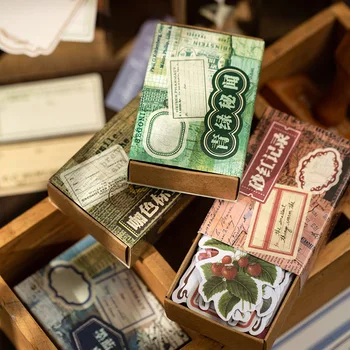 

Mohamm 100Pcs Manuscript Recalling Series Stickers Retro Decoration Scrapbooking Paper Creative School Supplies