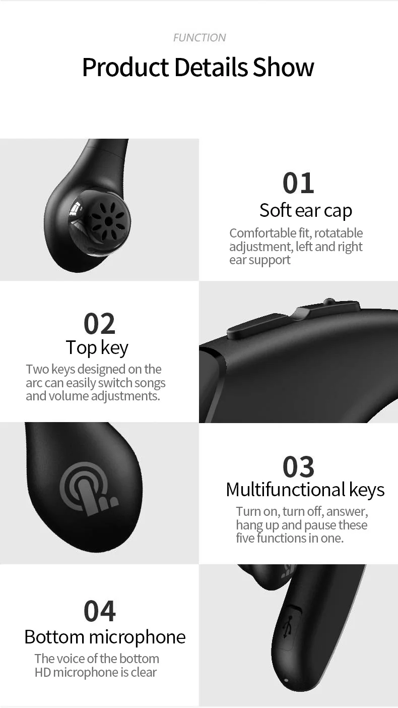 Беспроводная bluetooth-гарнитура Touch 5,0, супер долгий режим ожидания, водонепроницаемая, голосовое управление, Спортивная гарнитура, Ушная подвесная, универсальная, Lakukom