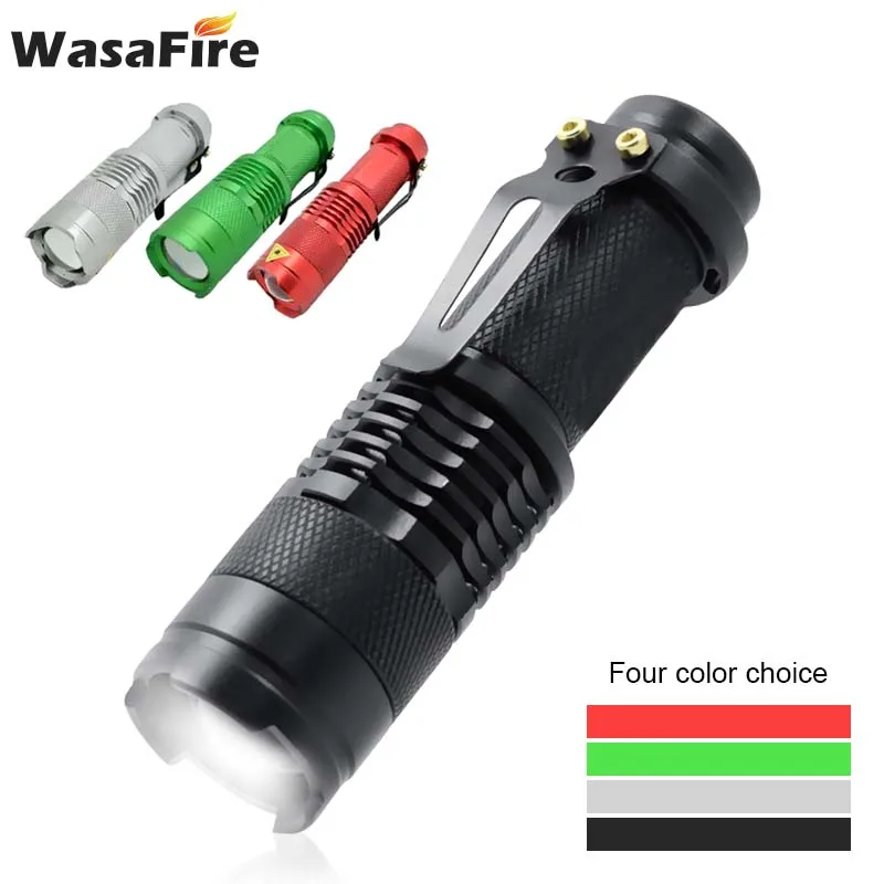 

Portable Mini XPE Q5 LED Flashlight 2000LM Zoomable Linterna Lamp Waterproof 3 Modes Black/Red/Silver/Green Torch for Camping