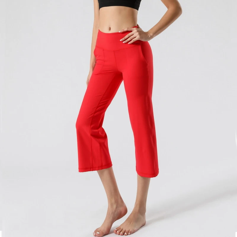 New Summer High Waist Yoga Pants Women's Loose Pocket Dance Calflength