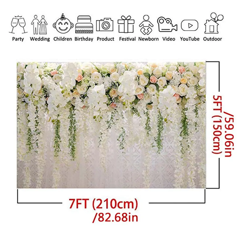 3D белый розовый цветочный фон для фотосъемки свадебный душ Свадебные цветы