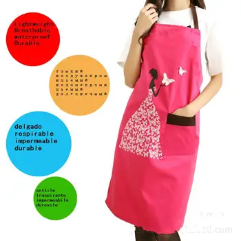 

3 PCS/LOT Waterproof CUTE Kitchen Apron COOKING DRESS CHEF Restaurant Bib With Pocket Gifts