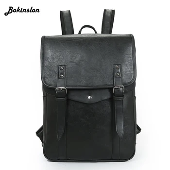 

Bokinslon Casual Student Backpack Male Drawstring Oil Wax Canvas Bag Diagonal Man Travel Backpack