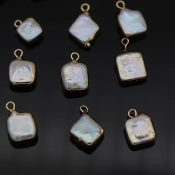 

5pcs Square Natural Freshwater Pearl Charms Pendants for Necklace DIY Bracelet Jewelry Making Size 10x12-12x15mm