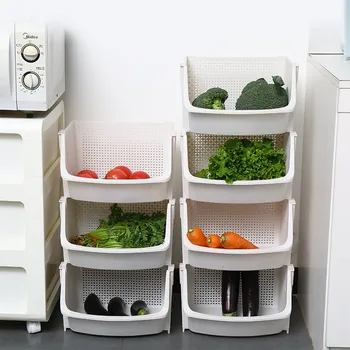 

Stackable Storage Basket With Cover Plastic Toy Container Box Kitchen Snacks Vegetable Organizer Basket Bathroom Sundry Shelf