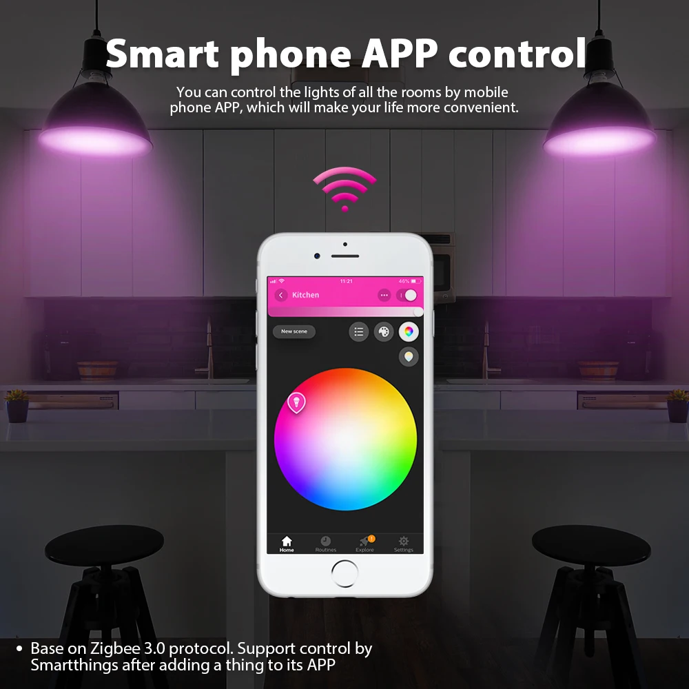 Умная Светодиодная лампа GLEDOPTO ZigBee 2 шт. 6 Вт изменение цвета RGB и CCT E27 E26 совместима