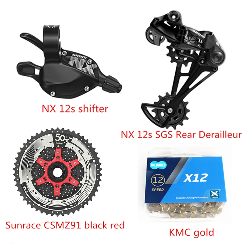 SRAM NX 1x12S 12S комплект для велосипеда MTB велосипед рычаг переключения SGS задний переключатель кассета NX цепь sunracing CSMZ91X KMX цепь - Цвет: 6