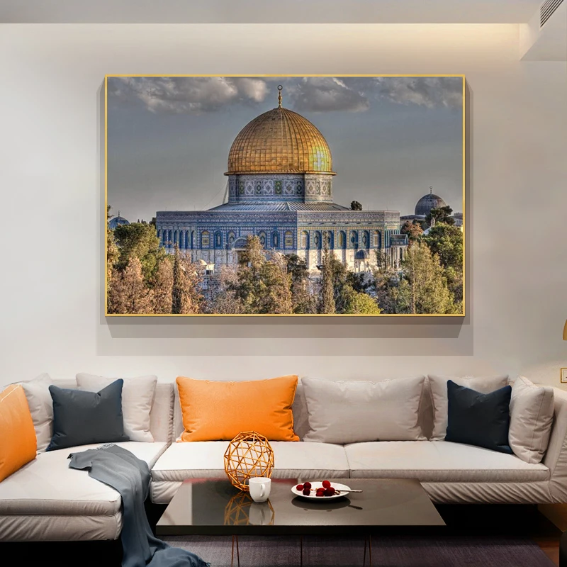 Masjid Al Aqsa и купол рок стены художественные плакаты Реалистичная мечеть холст принты мусульманские рисунки