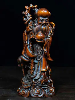 

wedding decoration Chinese Boxwood Seikos Wood Carving Shou Xing Statue Carved old life star wood carving implies longevity