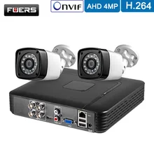 FUERS 4CH DVR комплект камер видеонаблюдения Система безопасности 1520P IR-CUT Открытый водонепроницаемый 4 шт 4MP камера видеонаблюдения CCTV комплект