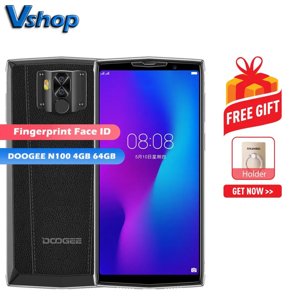 

DOOGEE N100 4GB+64GB Mobile Phone Face ID&Fingerprint Identification 10000mAh 5.99 inch Android 9.0 4G Dual SIM Smartphone