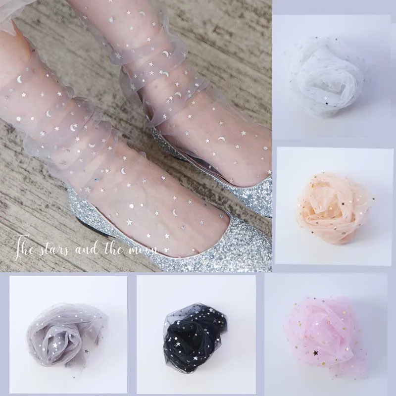 

Women Silk Lace Shiny Trendy Girls Glitter Ankles Socks Spring Summer Thin Gauze Transparent Lady Sox Soft Comfortable