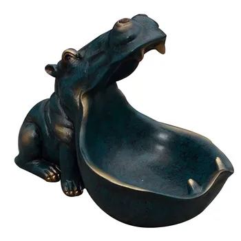 

Big Mouth Hippo Storage Figurine Key Bowl Resin Hippo Candy Dish Home Decor VJ-Drop