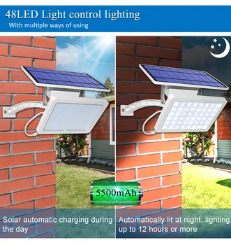 

Solar Light 48 Leds 800lm Outdoor Garden Wall Yard Night Light Security Lighting With Adjustable Lighting Solar Night Light