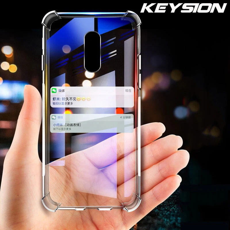 KEYSION Transparent Case For Oneplus 7T Pro Soft Silicone Clear Air Cushion Shockproof Phone Back Cover for 7 | Мобильные телефоны