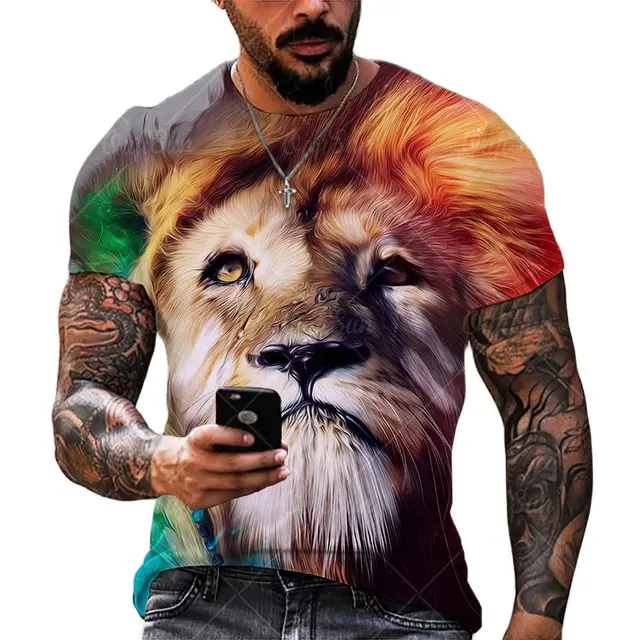 2021 New Fashion Cool T-shirt For Men’s 3D T-shirt Printing lion Short Sleeve Summer Shirt Printing T-shirt OFSM-00845