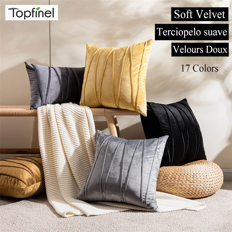 US 18" Pillow Case Soft Velvet Colorful Plain Cushion Cover Home Bed Sofa Decor 