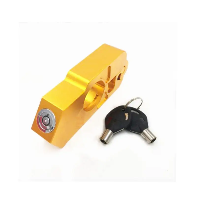 Gold CNC Anit Theft Security Caps-Lock Motorcycle Handlebar Grip Brake Lever Lock - Цвет: Gold