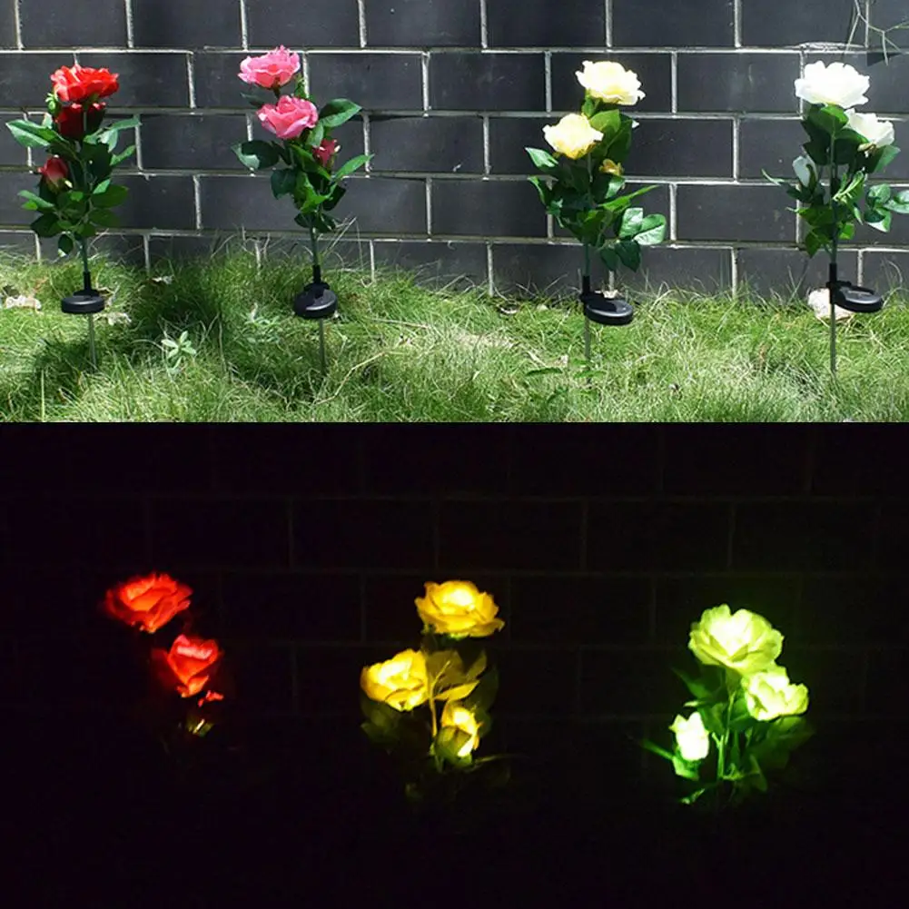

New Waterproof Glow Lights Solar Simulation Rose Flower LED Light Graden Yard Decor Glow Party Supplies