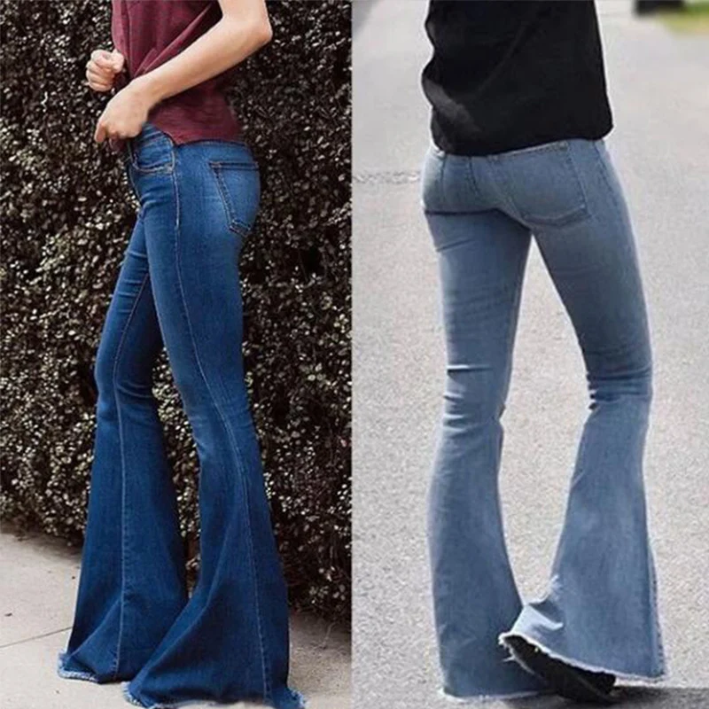 

2020 High Waist Jeans Woman Vintage Female Flare Jeans For Women Vintage Wide Leg Pants Denim Plus Size Bell Bottom Mom Jeans