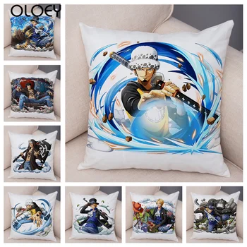 

Japanese Style Cartoon Luffy Character Polyester Square Soft Pillowcase Home Bedroom Office Hotel Decorative Pillowcase 45x45cm.