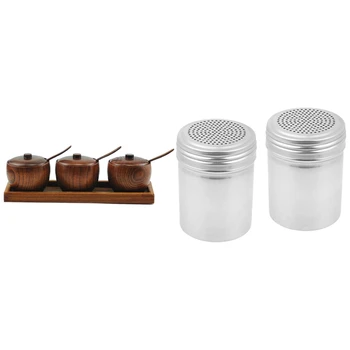 

WSFS Hot (Set of 2) Dredge Shakers 10 Oz, Stainless Steel with Including 3 Sets of Salt Boxes and 1 Tray (4 PCS)