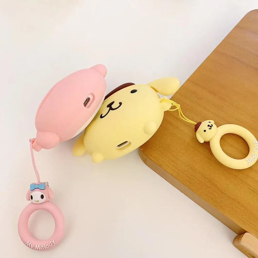 GOOYIYO-силиконовый чехол для Airpods 1 2 наушники, наушники, зарядная коробка, мягкий чехол, Мультяшные милые Airpods, аксессуар, подарочное кольцо