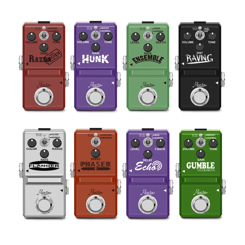 Rowin Guitar Pedal Distortion Overdrive Chorus Flanger Phaser Delay Effecot Pedal Nano Series for Electric Guitar Bass