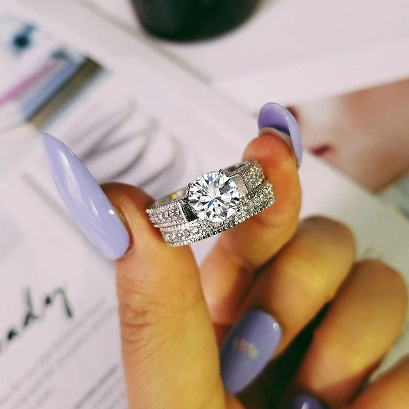 Новый дизайн Черная пятница новый набор серебряных колец 925 пробы для невесты 2