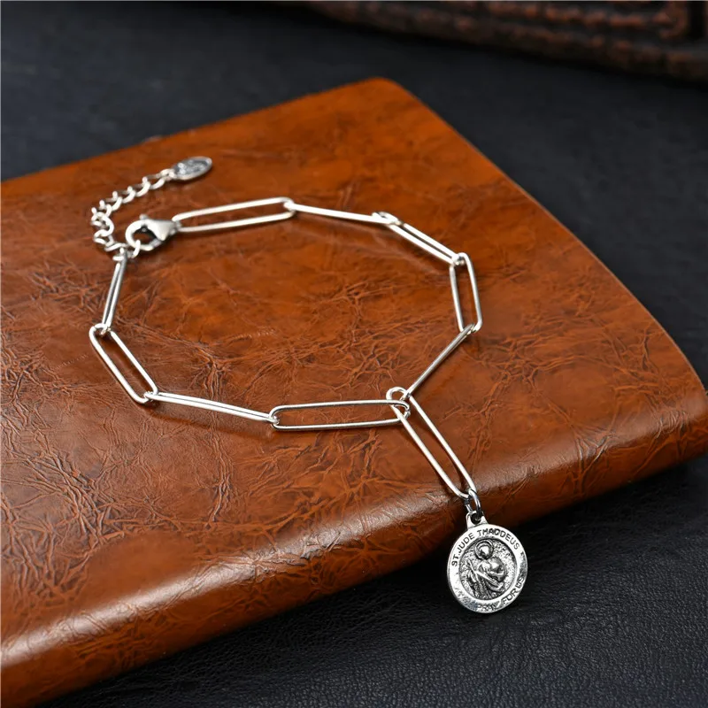 

European and American style 100% authentic 925 sterling silver retro pendant fashion belief bracelet boutique bracelet