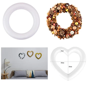 

2020 New Heart Shaped Polystyrene Foam Wreath White For DIY Craft Charm Wedding Party Love Heart Optional Decorations 25x25x4cm