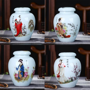 

CHINESE FOUR BEAUTIFUL WOMEN'S CERAMIC TEA CANS ORNAMENTS OFFICE HOME LIVINGROOM TABLE STORAGE TANK FIGURINES DECORATION CRAFTS
