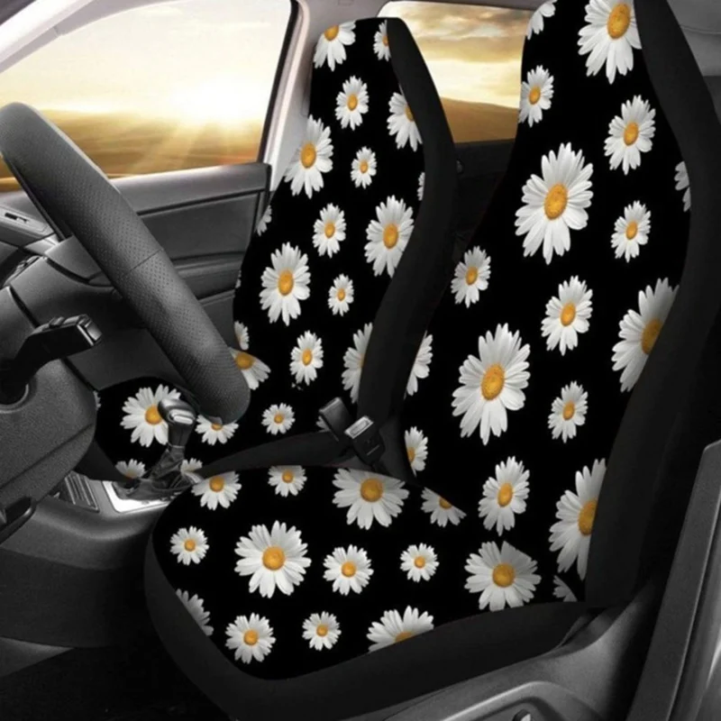 

Universal Polyester Durable Daisy Print Car Seat Covers High Back Seat Cover Set Front Seat For Most Car Protector Accessories