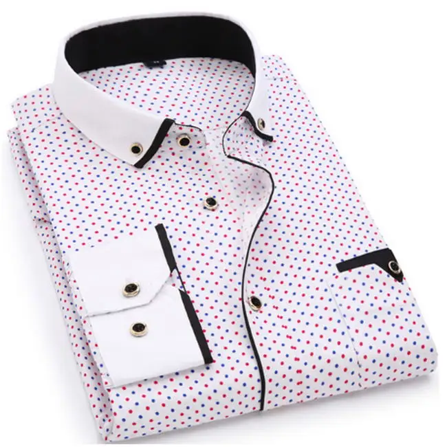 Camisa de manga larga con estampado de moda para hombres, estilo ajustado 5XL - Цвет: SH216