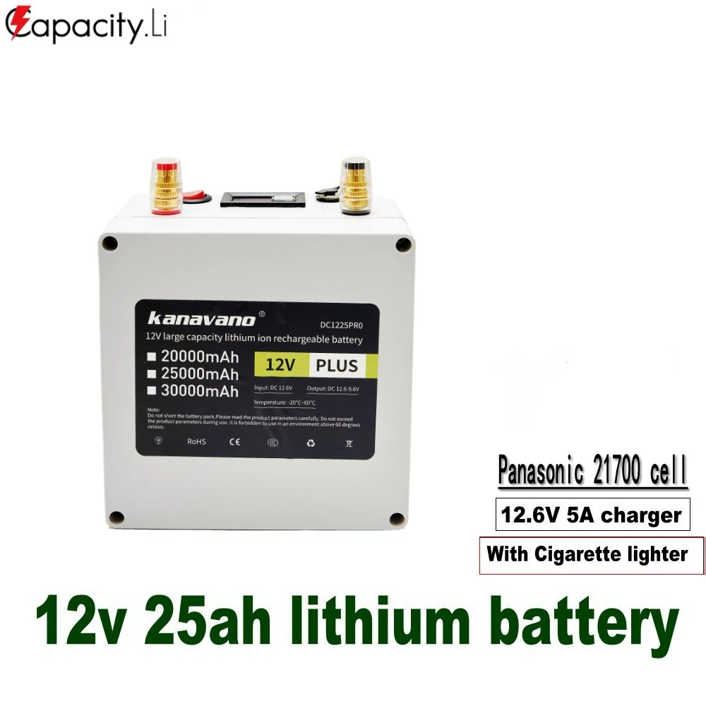 Capacity.Li 12v lithium battery phosphate rechargeable battery packs 21700 BMS portable camping outdoor battery
