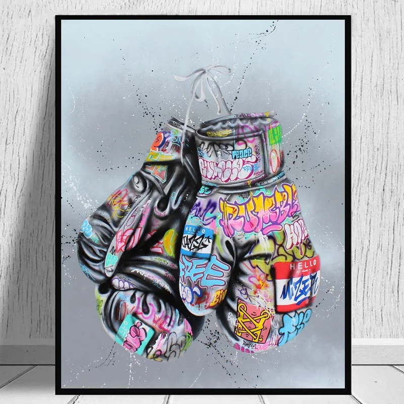 Boxing Gloves Graffiti Art Posters And Prints On The Wall Canvas