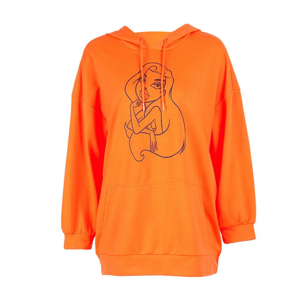 Женский спортивный свитер с капюшоном с длинным рукавом свитер с карманом пуловер Топы