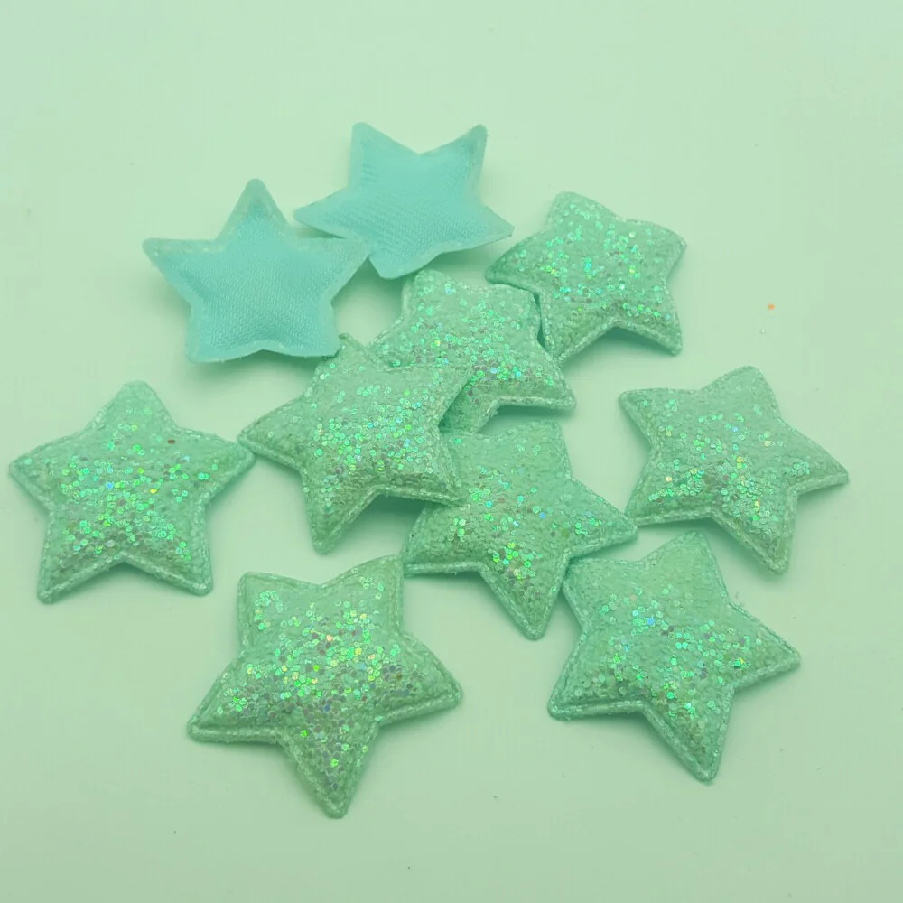 mint green 10 шт конфеты ремесло блестящие нашивки милые звезды бант для волос аксессуары стикер на заплатку для Костюмы Крафта заплатка DIY Набор для творчества - Цвет: mint green