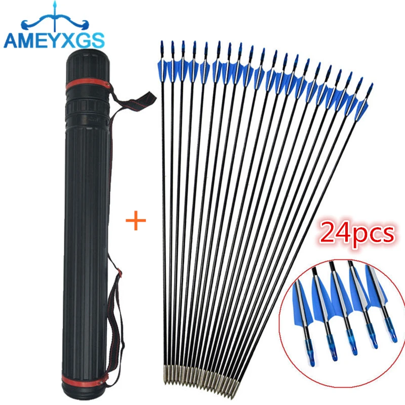 

24pcs 31" Archery Fiberglass Arrows Target Arrows Fixed Arrow Tips With Arrow Quiver For Shooting Practice Training Accessories