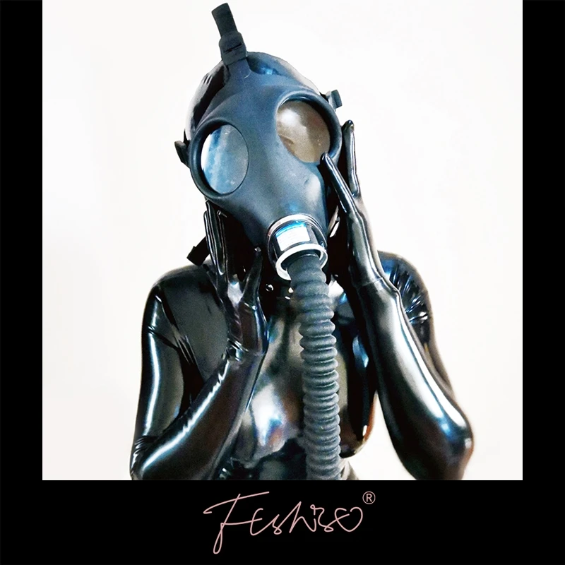 Silica Gel Gas Mask Fetish Latex Rubber Mask Hood Breath Control Conquer Choking Headgear Cosplay Costume Party Wear half face mask masquerade mask full face mask