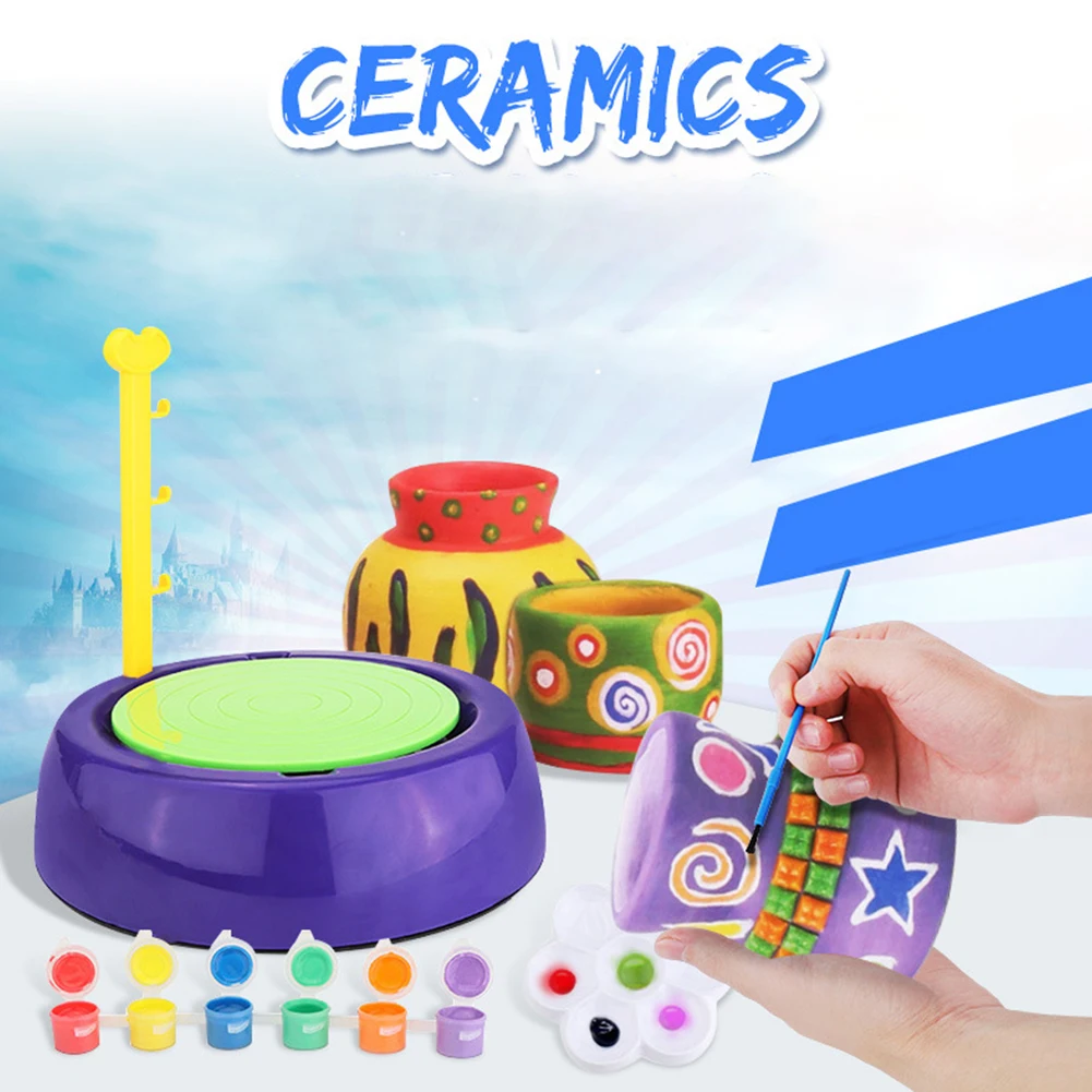 Craft DIY Toys Arts Portable Mini Electric Kids Plastic Educational Gift Ceramic Machine Handmake Pottery Wheel Children