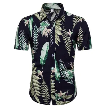 

Printed Off White Shirt Summer Men Hawaiian Shirt Short Sleeve Mens Shirts Formal Slim Fit Casual Beach Shirts Mens