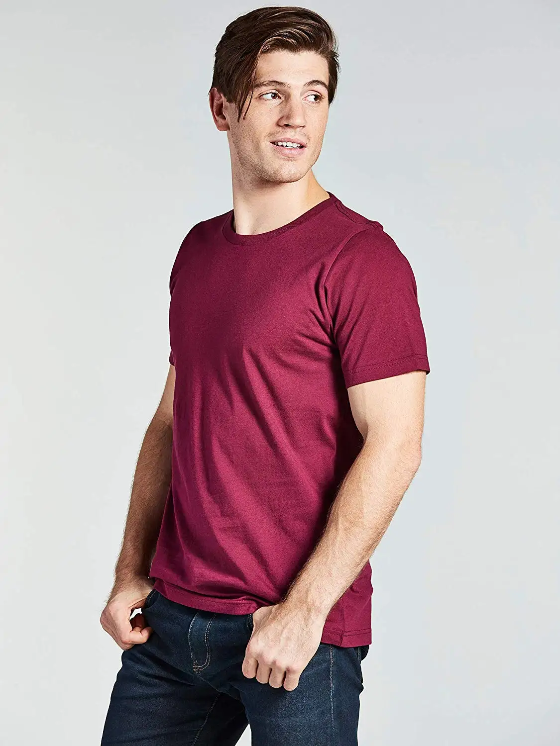 

YX1636 Men's Everyday Cotton Blend Short Sleeve T-Shirt Three Quarter Cotton Short Punk Style
