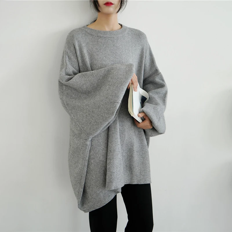 CHICEVER Vintage Sweater For Women O Neck Batwing