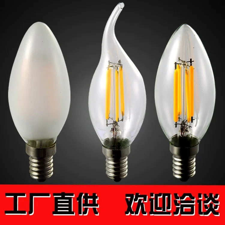 

LED Filament Light Tip Bubble Pull Tail C35 Candle Dull Polish Dimming Bulb Edison Filament Bulb