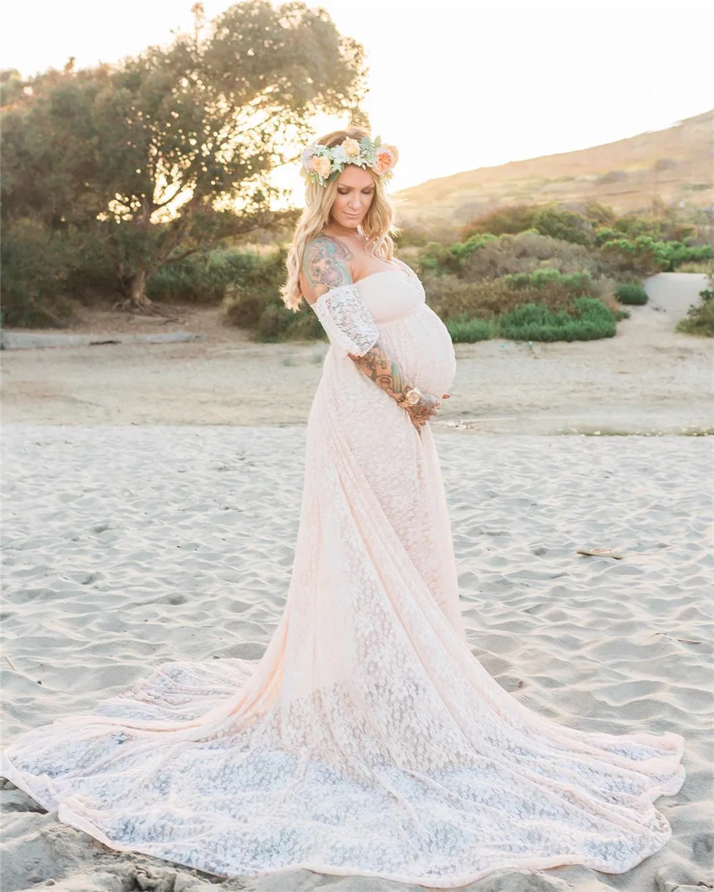New Lace Maternity Dresses Elegence Pregnancy Dress Photography Long Pregnant Women Maxi Gown For Baby Shower Photo Shoots Props (5)
