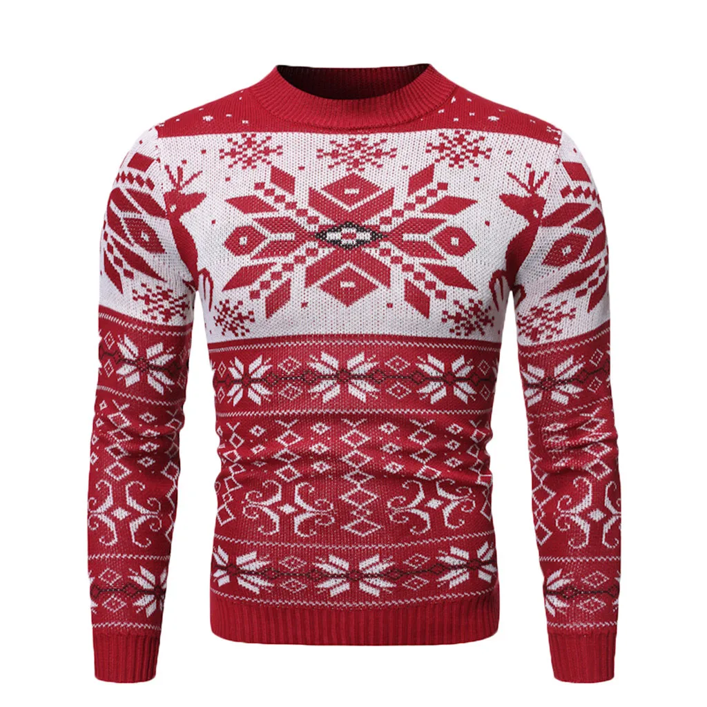 Мужской теплый пуловер с рождественским принтом, вязаный свитер, блузка, топы, большие размеры, Осень-зима, sueter hombre, свитер, пуловер для мужчин