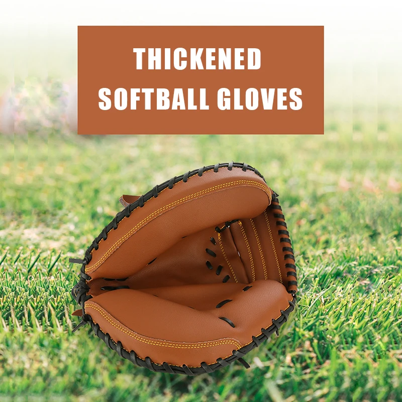 12.5'' Baseball Catcher Gloves thick PVC Imitation Cow Leather Gamer Glove Adult Catch Guantes de beisbol Self Defense Weapon